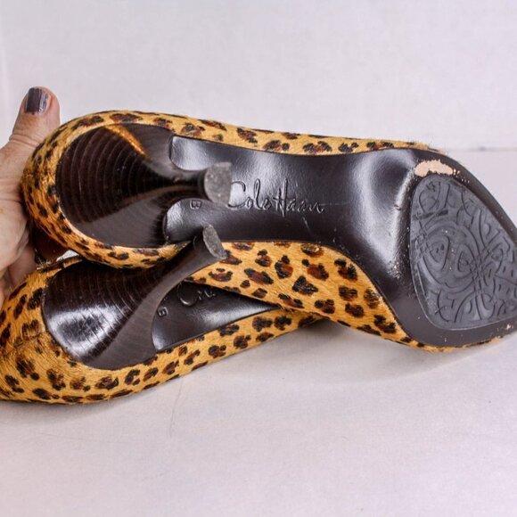 Cole Haan High Heels Calf Hair Leopard Print Size 5 1/2B - Picture 6 of 6